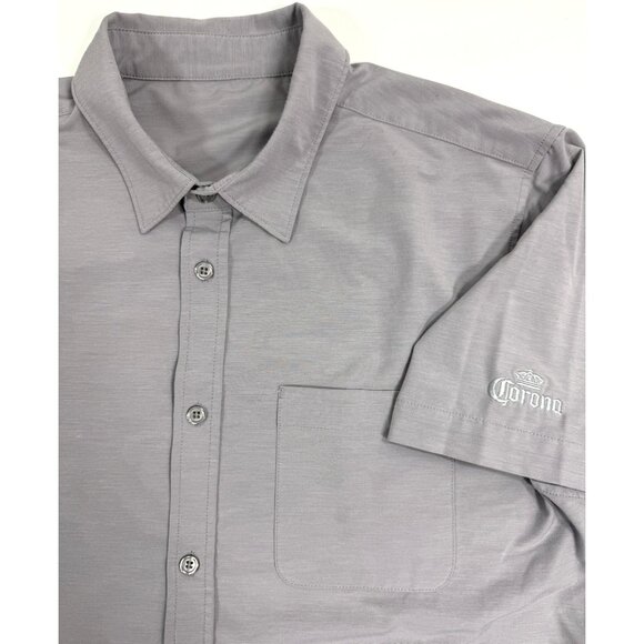 Vuori Mens Shirt Bridge Button Down Short Sleeve Size Large Corona Logo Gray - Picture 1 of 13